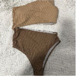 Tan and Brown Swimsuit